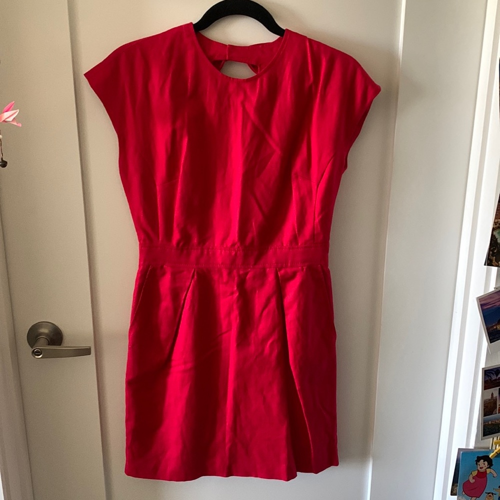 Red Mango mini dress with open back and bow tie detail
